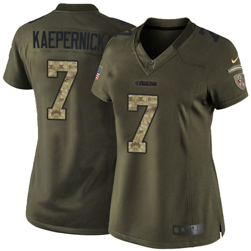 Women's Elite Colin Kaepernick Nike Jersey Green - #7 Salute to Service NFL San Francisco 49ers
